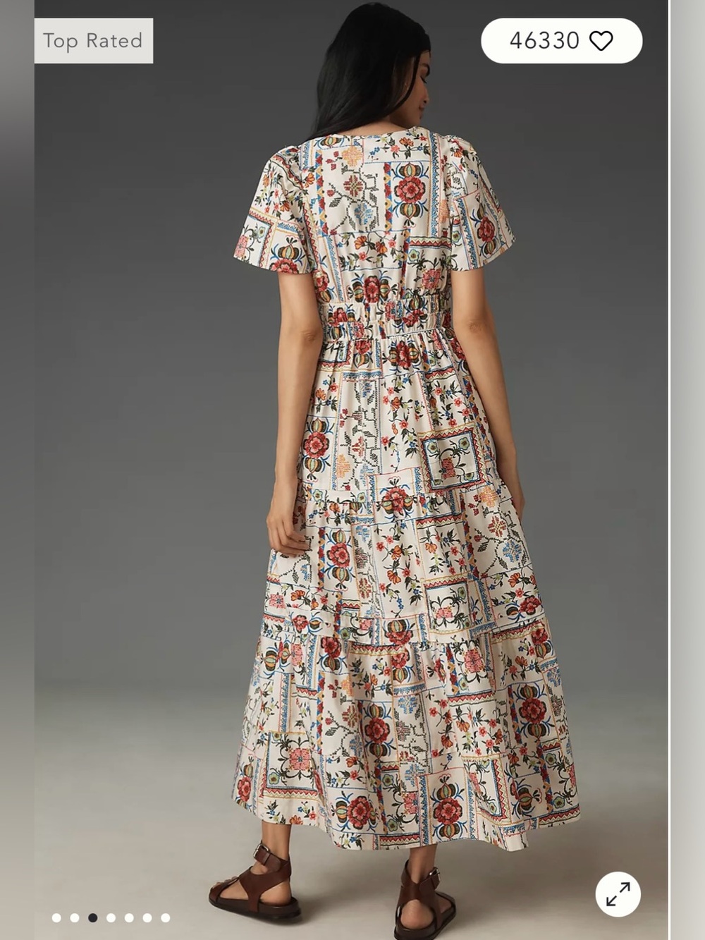 Anthropologie The Somerset Maxi Dress White Floral and Tile Print - Picture 2 of 6